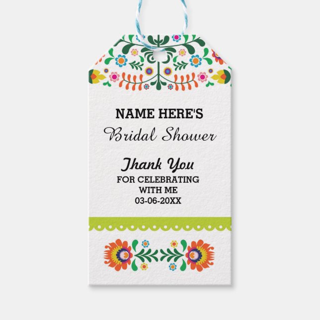 Tack Märkre Blommigt Fiesta Mexico Möhippa Presentetikett (Framsidan)