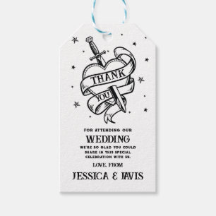 Tack Märkre Bröllop Traditional Tattoo Heart Presentetikett