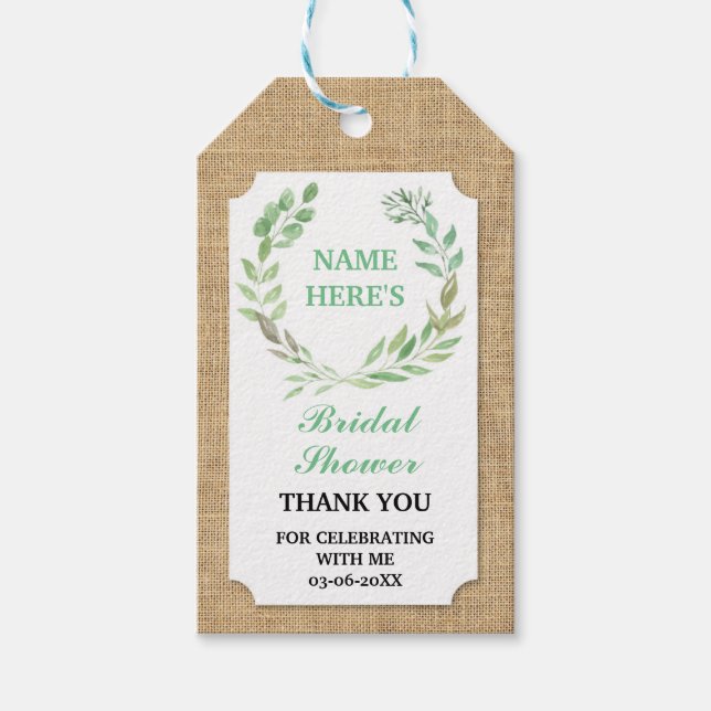 Tack Märkre Burlap Löv WANS Möhippa Presentetikett (Framsidan)