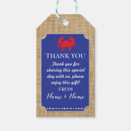 Tack Märkre Crab Boil Beach Blue Bröllop Presentetikett