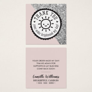 TACK MÄRKRE din beställning blev ljusare min dag s Fyrkantigt Visitkort