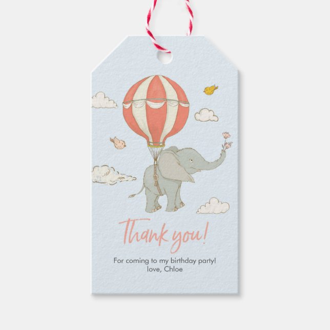 Tack märkre | Elefant luftballong - persika Presentetikett (Framsidan)