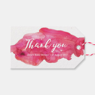 Tack märkre Favorittaggar Rosa Vattenfärg Presentetikett