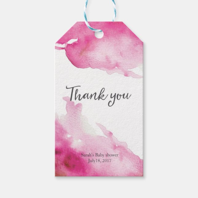 Tack märkre | Favorittaggar | Rosa Vattenfärg Presentetikett (Framsidan)