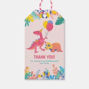 Tack märkre Flickor Dinosaur-Märkre - rosa Presentetikett