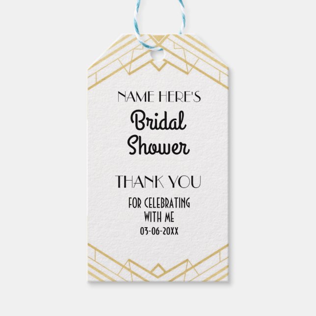 Tack Märkre Guld Art Deco-Möhippa Presentetikett (Framsidan)