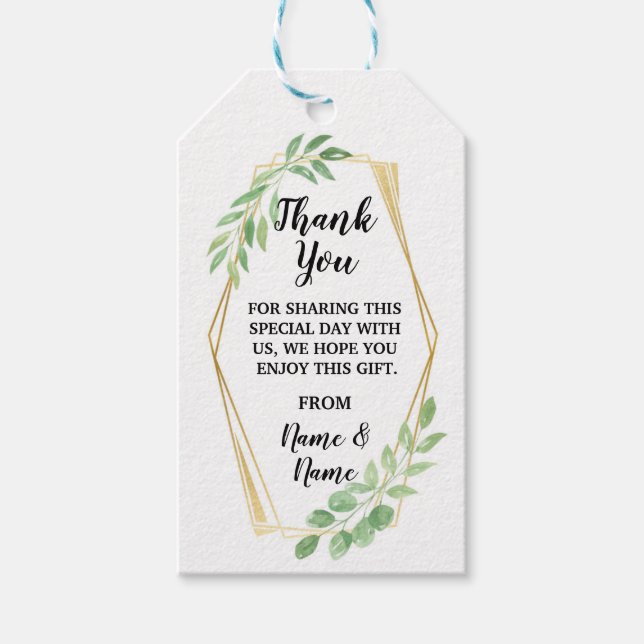 Tack Märkre Guld Lövs Foliage Bröllop Presentetikett (Framsidan)
