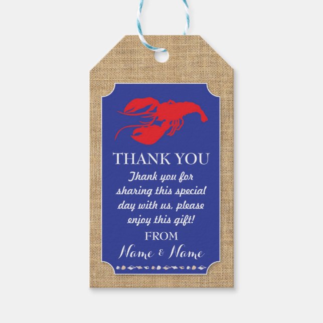 Tack Märkre Kräftor Boil Lobster Beach Wedding Presentetikett (Framsidan)