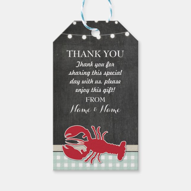 Tack Märkre Kräftor Boil Lobster Beach Wedding Presentetikett (Framsidan)