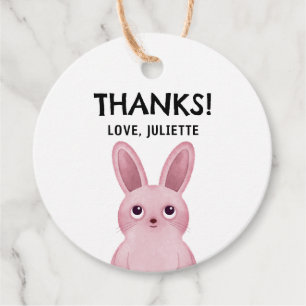 Tack märkre med Rosa Baby bunny flicka Gåvor Etiketter