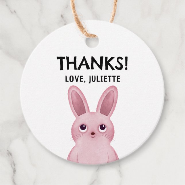 Tack märkre med Rosa Baby bunny flicka Gåvor Etiketter (Framsida)