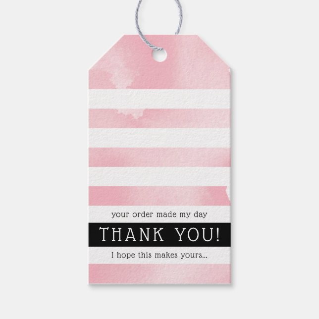 TACK MÄRKRE, modern rand  rosa Presentetikett (Framsidan)