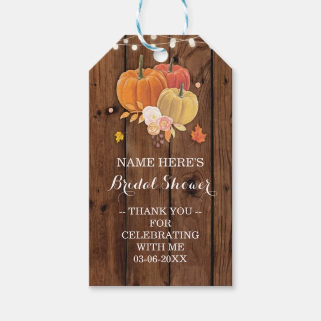 Tack Märkre Rustic Wood Pumpkin Möhippa Presentetikett (Framsidan)