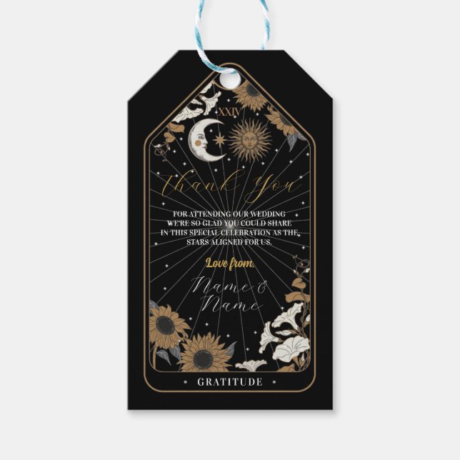 Tack Märkre Tarot Bröllop Stars Align Sol Måne Presentetikett (Framsidan)