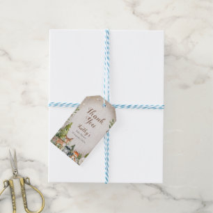Tack Märkre Winter Woodland Animal White Blommigt Presentetikett