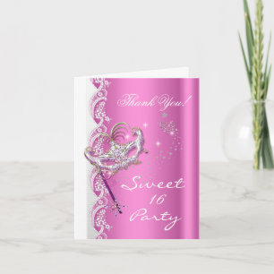 Tack Masquerade Mask Sweet 16 Party Rosa Kort