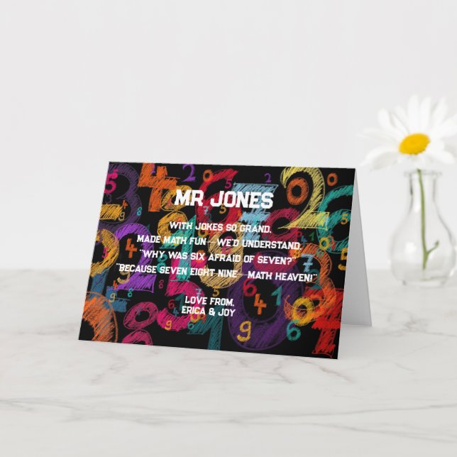 tack Math lärare uppskattning dikt Kort (Liten växt)