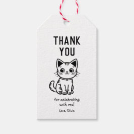 Tack med anpassningsbar färg söt kattunge presentetikett