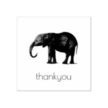 TACK MED ELEPHANT WOOD ART FRIMÄRKE