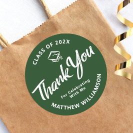 Tack med fetstil i Studenten i grönt Runt Klistermärke