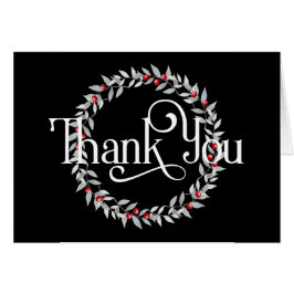 Tack med Grått-krans med röda bär Hälsningskort