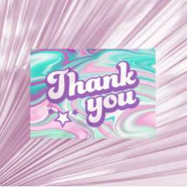 Tack med groovy rosa, lila, mintgröna virvlar kort