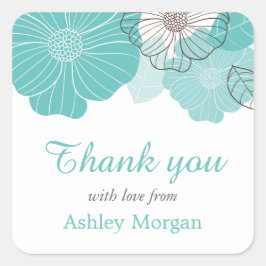 Tack med Kärlek-Blommigt för enkel Chic för skalad Fyrkantigt Klistermärke