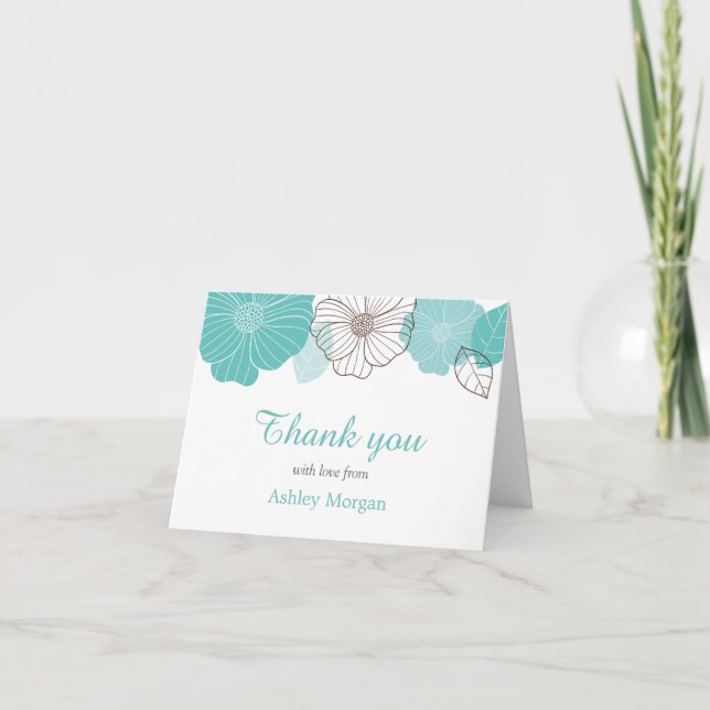 Tack med kärlek Elegant chic mintgrön blommig Kort (Framsida)