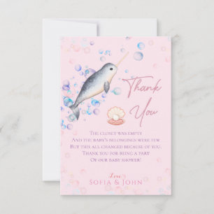 Tack med lätt havs baby Narwhal & bubbles Kort