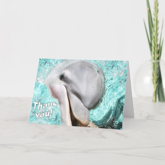 Tack med leende delfinkort kort (Framsida)