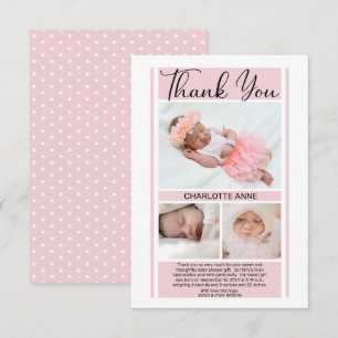 Tack med minimal Rosa Baby Shower Girl Kort