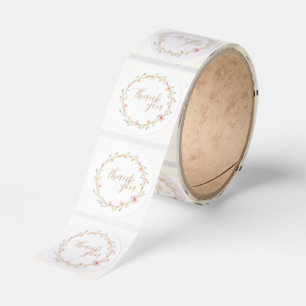 Tack med minimalistisk akvarellblommig ram runt klistermärke