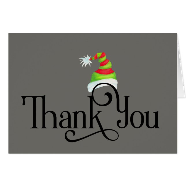 Tack med röd och Grönt Julhöjd Hälsningskort (Framsidan Horizontal)