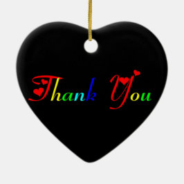 Tack med röda hörn julgransprydnad keramik