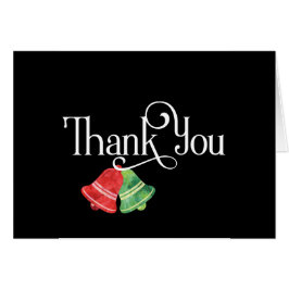 Tack med röda och gröna julklockor hälsningskort