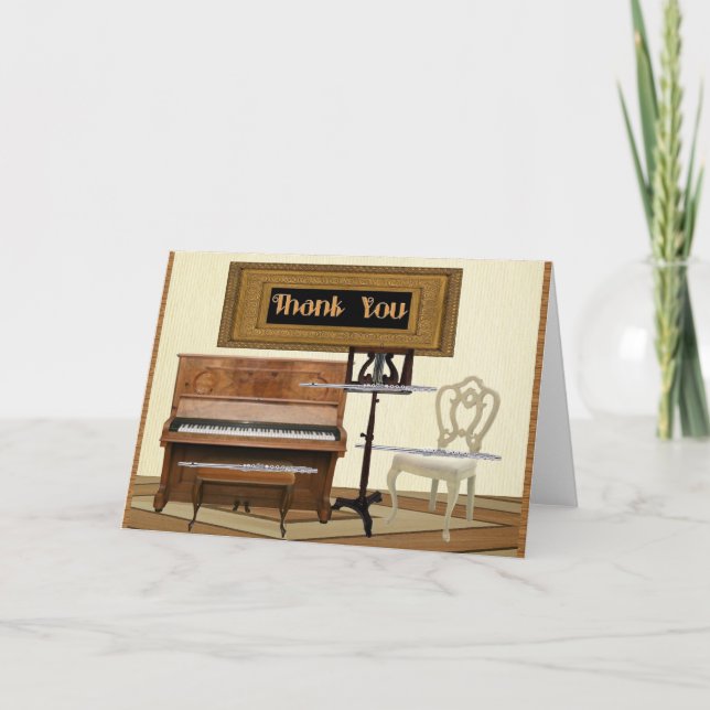 Tack med tre flöjter och piano kort (Framsida)