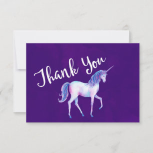 Tack med Unicorn i pastellvattenfärger Kort