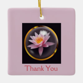 "Tack" med Vatten Lily under Glass Dome Julgransprydnad Keramik