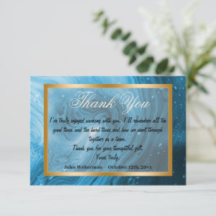 tack medarbetare och ljusblå marbel, Guld Anteckningskort
