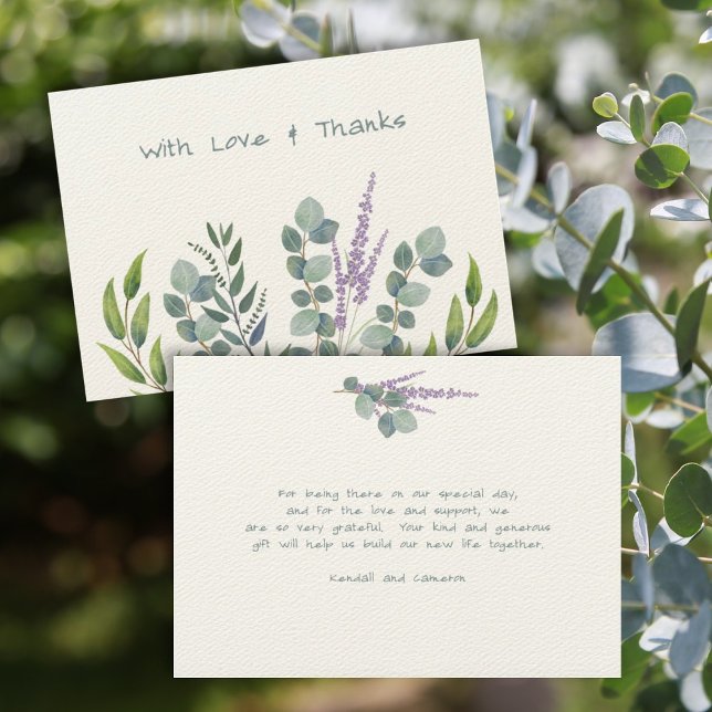 Tack-meddelandekort för Lavender Eucalyptus Inbjudningar (Skapare uppladdad)