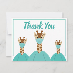 Tack Medical Nurse Doktor Giraffe Tecknad Kort