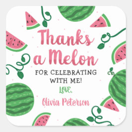 Tack, Melon Sticker, Watermelon Fyrkantigt Klistermärke