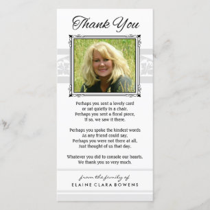 Tack Memorial White & Grått Photo Card Kort