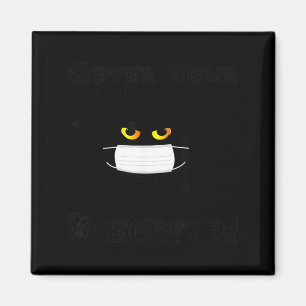 Täck Meowth Rolig Halloween Svart Kattmask Bats Magnet