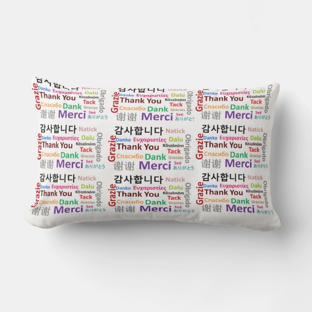 Tack Merci som är fuktig Lumbarkudde (Framsida)