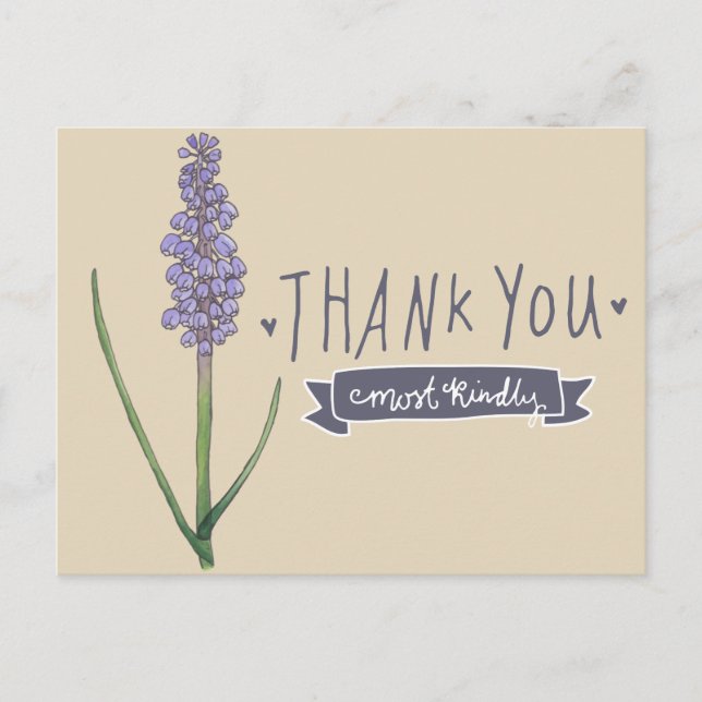 Tack Mest vänliga Hyacint Vykort (Framsida)
