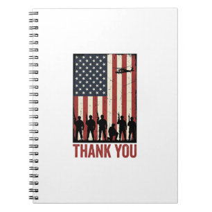 Tack Militär Amerikansk Flagga Tröja Design_1 Anteckningsbok