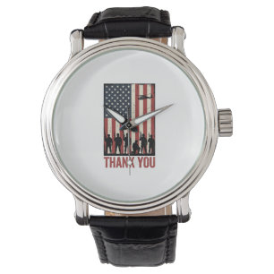 Tack Militär Amerikansk Flagga Tröja Design_1 Armbandsur