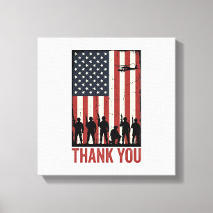 Tack Militär Amerikansk Flagga Tröja Design_1 Canvastryck