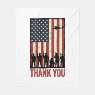 Tack Militär Amerikansk Flagga Tröja Design_1 Fleecefilt